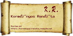 Kormányos Renáta névjegykártya